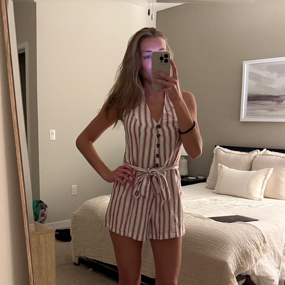 American Eagle Red, white, and blue Striped Romper